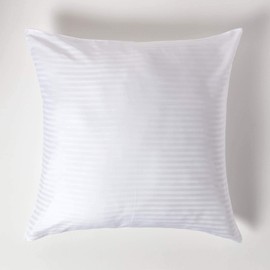 HOMESCAPES White Pure Egyptian Cotton Euro Size Pillowcase 80 x 80 cm 330 TC 500 Thread Count Percale Equivalent Satin Stripe Pillow Case with Zip