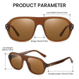 DUCO Retro Sunglasses for Men Women Polarized Sunglasses UV400 Protection Sun Glasses Acetate Frame DC2386 (Brown Frame Brown Lens)