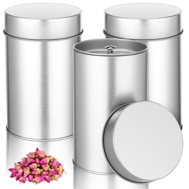 Zopeal 3 Pack Metal Tea Tin Canister with Airtight Double Lids 16 oz Round Tin Can with Lid Double Sealed Small Kitchen Container for Loose Tea Storage Coffee Sugar Candy Herbs and Spices