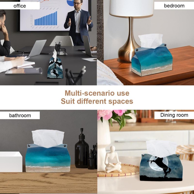 2 Pack Tissue Box Cover Holder, Beach Ocean Sand Sea