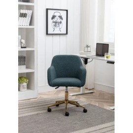 Modern Home Office Chair with Adjustable Height 360 Revolving Gold Metal Legs Universal Wheel Wool Fabric for Indoor Usecolor: Army Green, size: 63*58*85cm