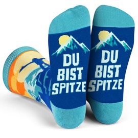 Lavley Du Biste Spitze Funny Mountain Socks, Hiking Gift for Men and Women, Mountain Lovers, Du Bist Spitze