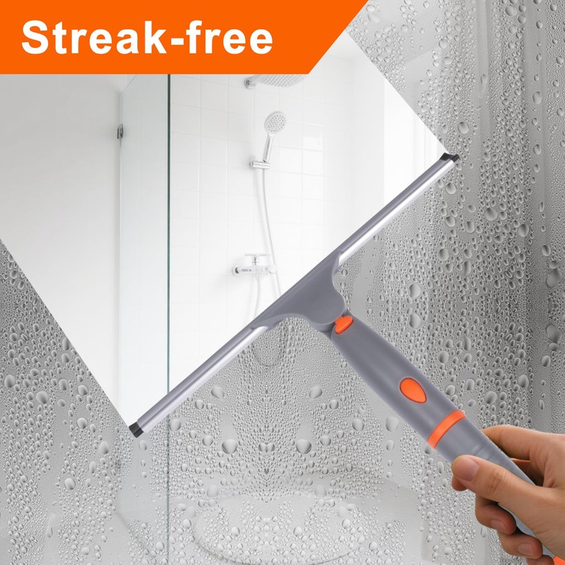 All Purpose 10inch Shower Squeegee with 2pcs Rubber Wiper Blade
