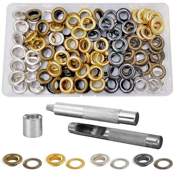 Mesee 100pcs Eyelet Kit, Metal Eyelets Grommet Kit, Inner Diameter