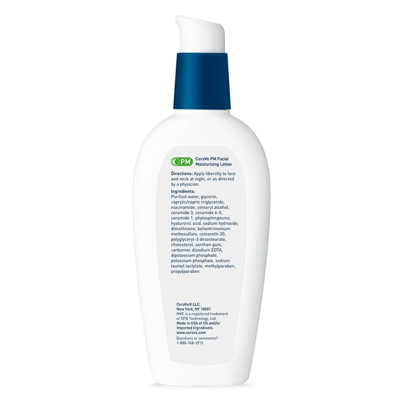 CeraVe PM Facial Moisturizing Lotion, Night Cream with Hyaluronic Acid