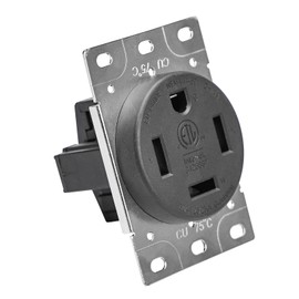 Veepeak 60 Amp 125/250 Volts Flush Mounting Receptacle Outlet 14-60R, 4 Prong Straight Blade, Industrial Grade, ETL Listed, Black