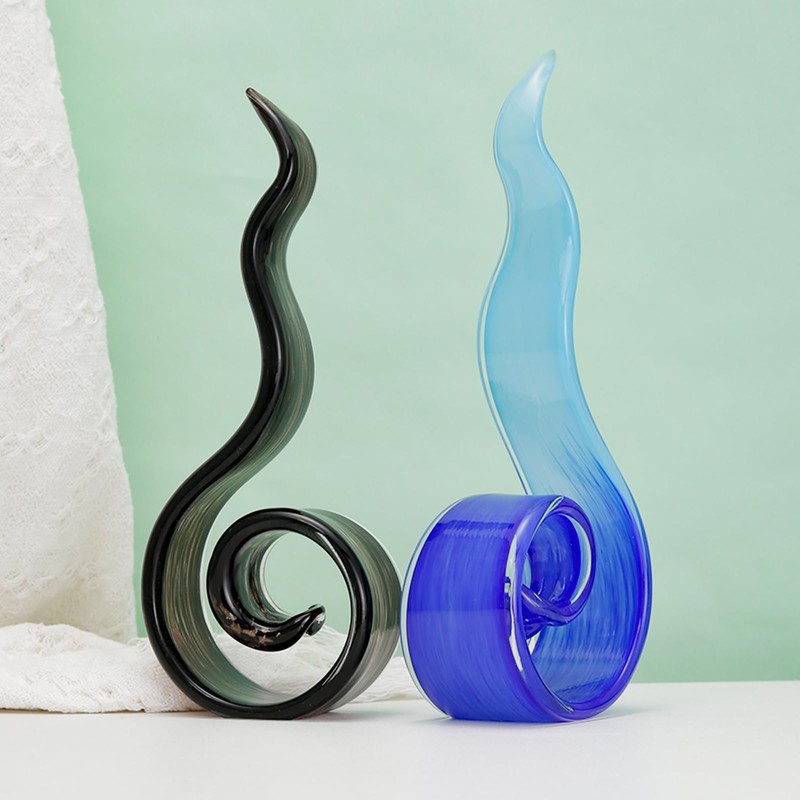 ORRFIDDY 11.5" Tall Hand-Blown Glass Flame Sculpture Art Ornament Statue