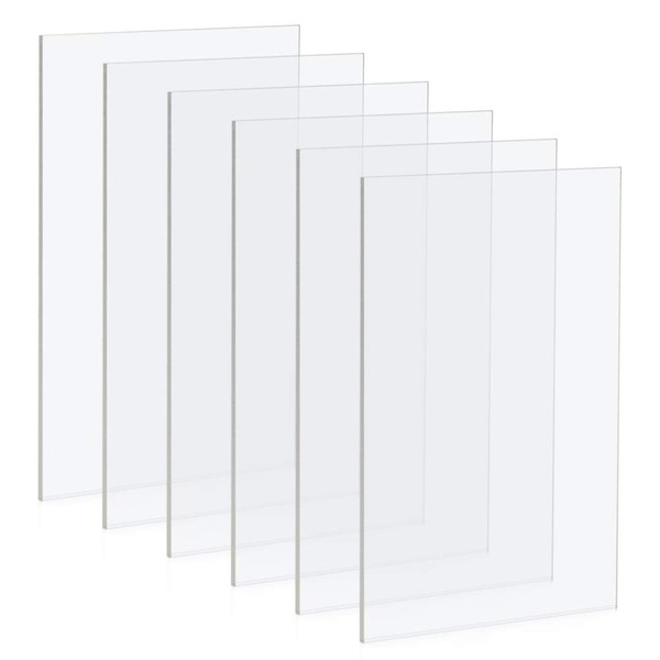 Pack of 6 Acrylic Plates 2 mm Transparent Acrylic Glass