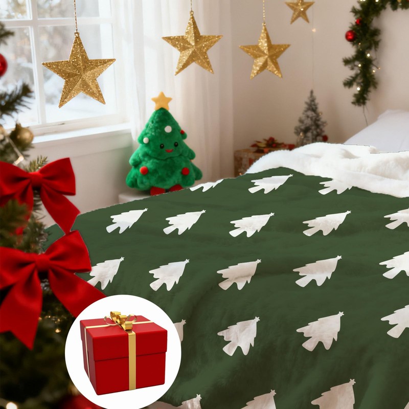 TXZZCHO Christmas Blanket Funny Christmas Tree Green Flannel Throw Blanket