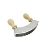 Double Blade Mezzaluna Stainless Steel and Wooden Handles.