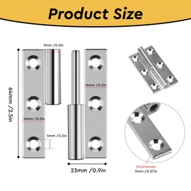 SWAWIS 4 x Door Hinges, Lifting Hinge 6.4 x 3.6 cm, Removable Hinge with 24 Screws, Door Hinge 304 Stainless Steel, Right Hinge for Interior and Exterior Doors, Industrial Cabinets, Furniture Industry