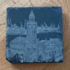 City Coaster Stylish Coaster Slate Engraved Square Hamburg (Landungsbrücken Design)