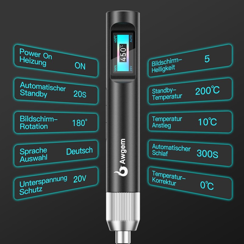 Awgem USB-C Soldering Iron - 100W High Performance Soldering Iron
