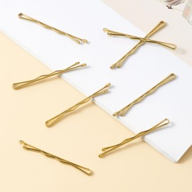 QIUTIMIY 200 Pcs 1.38 Inch Wave-Shaped Bobby Pins Golden Metal Hair Pins Hair Accessories for Women Stylists Hair Sticks Girl