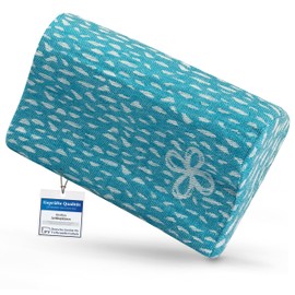 sositex 1 Premium Pillow for Sauna, Hammock, Beach, Neck Support, Travel Pillow, Design: Wave, Dimensions: 30 x 20 cm, Cover 100% Linen, Upholstery Pure (Petrol/White)