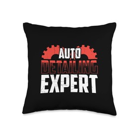 Auto Detailing Expert Car Detailer Polishing Cars Throw Pillow