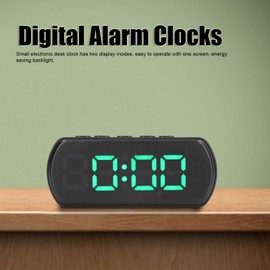 Pwshymi Smart Digital Alarm Clock with LED Display, Snooze, Temperature, Small Electronic Desk Clock for Kitchen, Office, Bedroom, Energy Saving (Green)