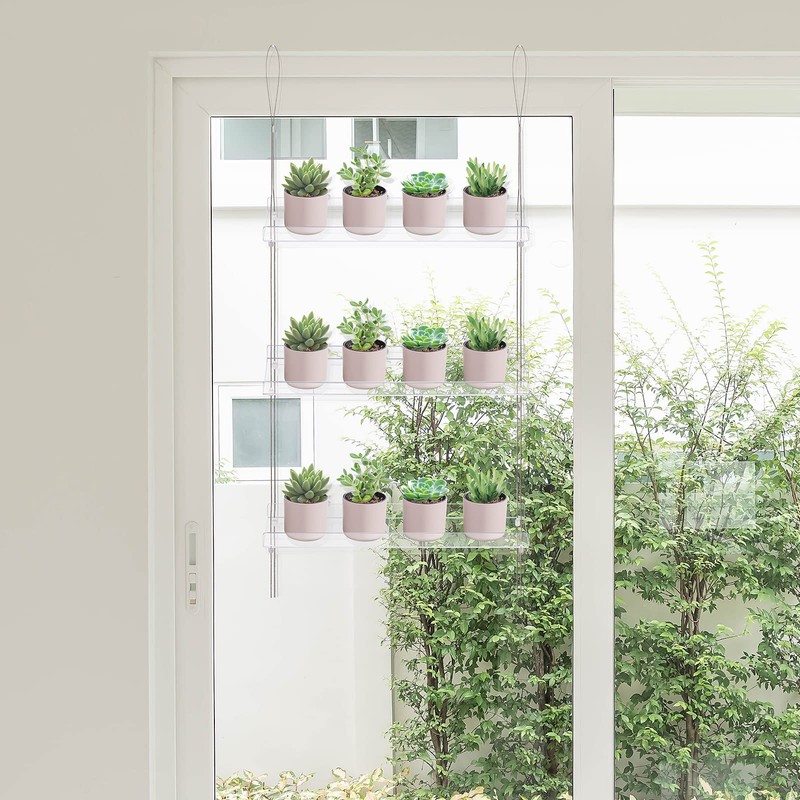 Sumerflos 3-Tier Acrylic Window Boxes Plant Shelves for Windows, Acrylic