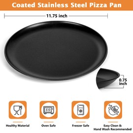 TeamFar Pizza Pan, 12 Inch Pizza Tray Round Baking Pan Set with Stainless Steel Core & Non-stick Coating, for Cooking Serving Roasting Prepping, Healthy & Oven Safe, Heavy Duty & Sturdy – Set of 2