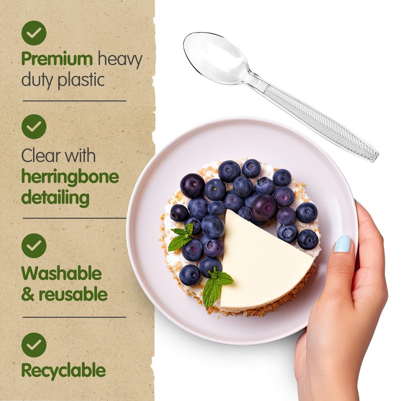 Signature Packaging - Re-usable Plastic Soup Spoons 100 Pack -