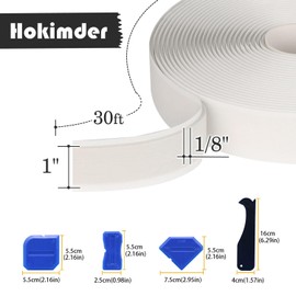 Hokimder Butyl Seal Putty Tape White 1 Inch x 30 Feet, 4 Roll White Butyl Sealant Tape Perfect Butyl Tape Bulk for RV Roofing Patching Automotive Window Repair, Boat Sealing Glass and EDPM Rubber