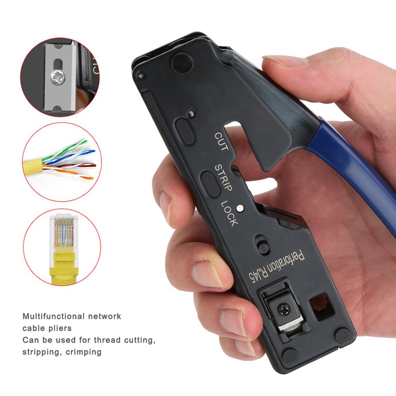 Network Wire Crimper Stripper Cutter Crystal Head Crimping Tool for