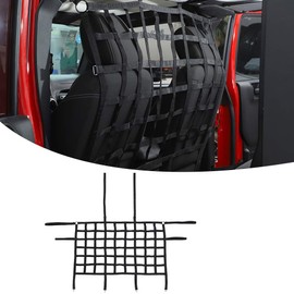 JeCar for Jeep Wrangler Cargo Net Back Seat Divider Net Rear Trunk Dog Barrier for 2007-2022 Jeep Wrangler JK JL Gladiator JT 2DR 4DR (Black)