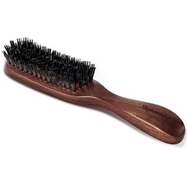 Cepillo de pelo de nylon para hombres, cepillo liso para peinar hacia atrás con cerdas rígidas y mango de nogal para cabello grueso y fino, para suavi