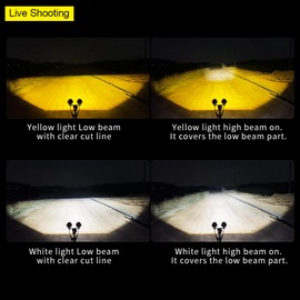 Exzeit Motorcycle Auxiliary Light Kit, White and Yellow High Low Beam Driving Lights, Compatible with Motorcycle ADV ATV UTV Car Truck, 12V/24V