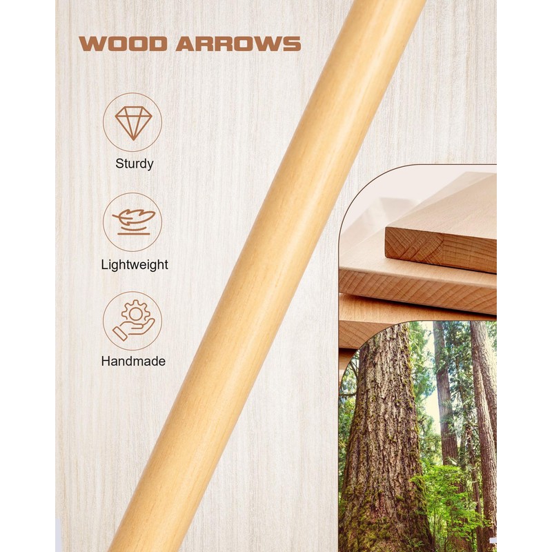 TOPARCHERY Wooden Arrows 31.5 inch Archery Handmade Traditional Wood Arrows