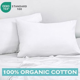 Royale Linens - Juego de 2 fundas de almohada 100 % algodón peinado de fibra larga, ultra suaves, fundas de almohada estándar, 20 x 26 pulgadas, transpirables, frescas y crujientes de percal blanco