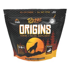 ROGUE PET SCIENCE Origins 5-in-1 Dog Supplement - Powdered Food Topper w/Natural Omega 3 Fish Oil - Supports Healthy Digestion, Skin, and Coat - Helps Reduce Itching & Joint Inflammation (5 lbs)