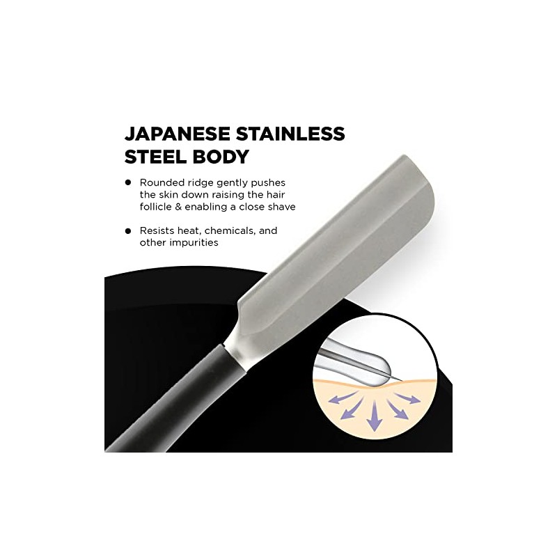 Feather SS Japanese Straight Razor, Black