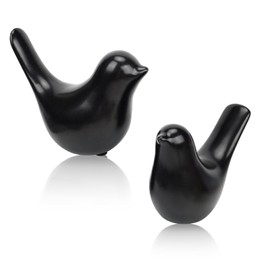 Estatuas de Pájaros Pequeñas, Escultura de Animales Cerámica Decorativas, Small Birds Statues Estilo Moderno, Aesthetic Adornos Decoración para Sala, Recámara, Computadora de Oficina, Armarios-Negro