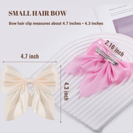 hisial 8 Pcs Hair Bows for Women Short Tail Bow Hair Clips Small Alligator Barrettes Cute Accessories for Girls (Beige/Pink/Bean Pink/Red)