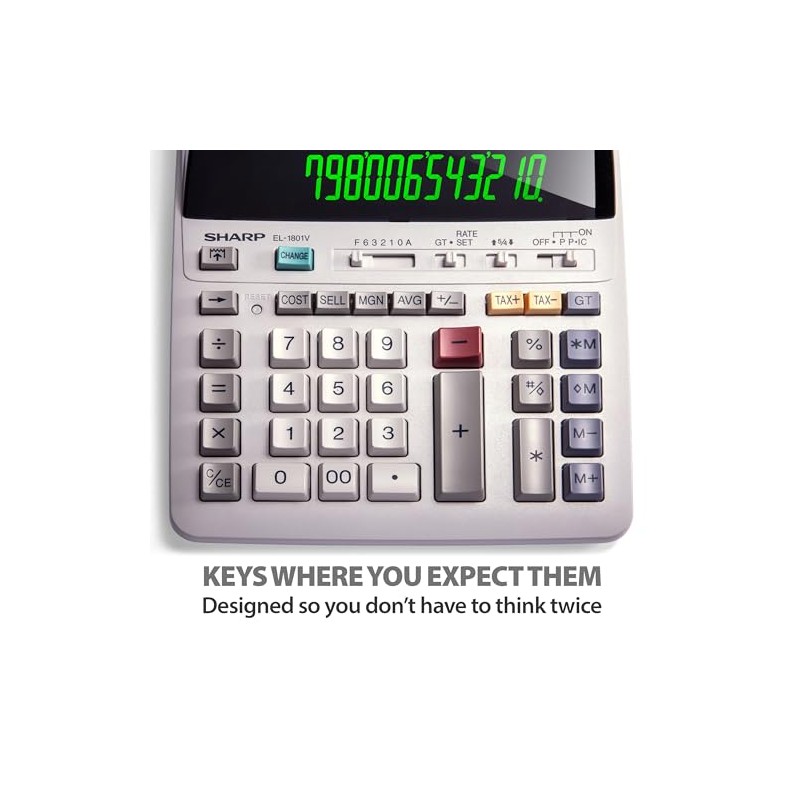 Sharp EL-1801V calculadora-impresora compacta de 12 dígitos