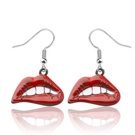 PLITI Rocky Horror Show Inspired Gift Horror Movie Themed Gift Musical Film Gift Red Lips Earrings For Rocky Fans (red lips earringsCA)