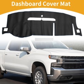 HOPESPANNER Dashboard Cover Dash Cover Mat Carpet for Chevy Silverado 2007-2014 Black Blue Faux Leather 1 Pc Anti-Slip Car Interior