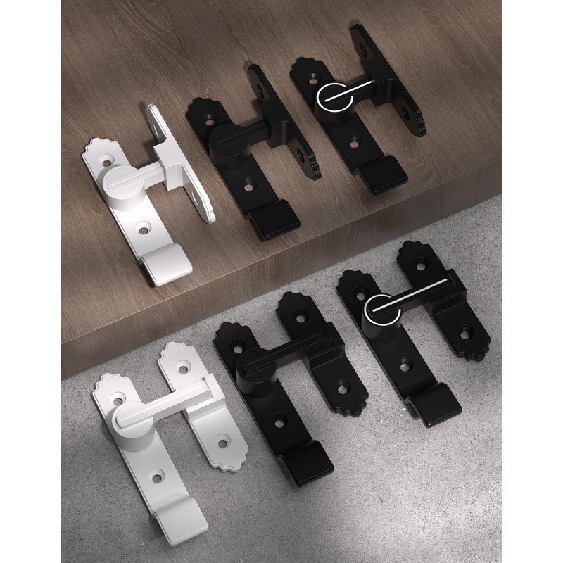90 Degree White Barn Door Lock, Flip Gate Latch with
