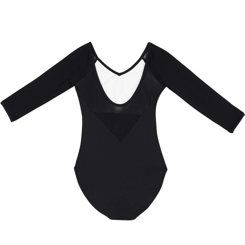 Bezioner Girls' Ballet Leotard 3/4 Sleeve Leotard, black