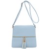 DELUXITY Lightweight Medium Crossbody Bag with Tassel (Light Blue)