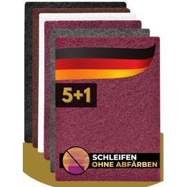 CasaBena® - Set of 6 sanding fleece for wood, metal, varnish and stainless steel - made in Germany - sandpaper and sanding pads, 5 pads with grits [100-1000] + 1 cleaning fleece without grain 150 x