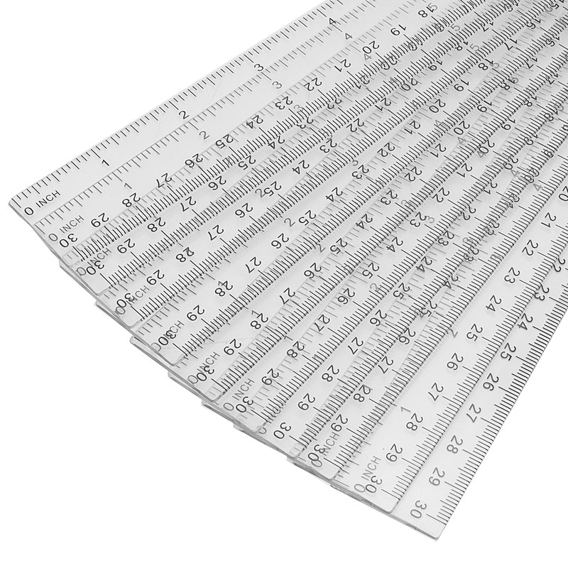 TAICHEUT 60 PCS 30cm Clear Plastic Ruler, 12 Inch Plastic