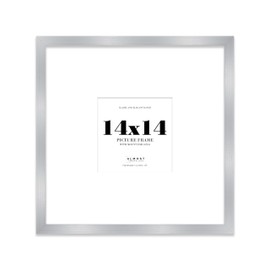 14x14" Square Picture Frame, Display Pictures 10x10" With Mat or 14x14" Without Mat, Wall Hanging & Free Standing Photo Frame, Silver, 1 Pack