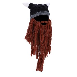 Winter Warm Pirate Horn Style Knitted Crochet Slouch Baggy Beret Beanie Hat Cap Brown