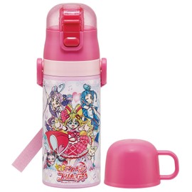 Skater SKCP3-A Children's Stainless Steel Water Bottle, 2-Way Drinking Straw, 13.5 fl oz (400 ml), Cup Drinking, 11.8 fl oz (350 ml), Kid-friendly Lightweight Type, Kimi and Idol Pretty Cure, Girls