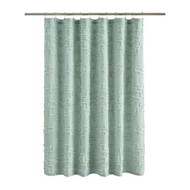PENDLETON Kiva Steps Shower Curtain, 72" x 72", Ivory or Sky Gray, Cotton Waffle with Tufted Embroidery, Hotel Luxury Decorative Shower Curtains for Bathroom, Machine Washable (Sky Gray)