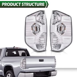GRAND ORANGE Tail Lights Compatible with Toyota Tundra Pickup Truck 2014 2015 2016 2017 2018 2019 2020 2021 Clear Lens Chrome Housing Tail Lamps Driver Side & Passenger Side 815500C100