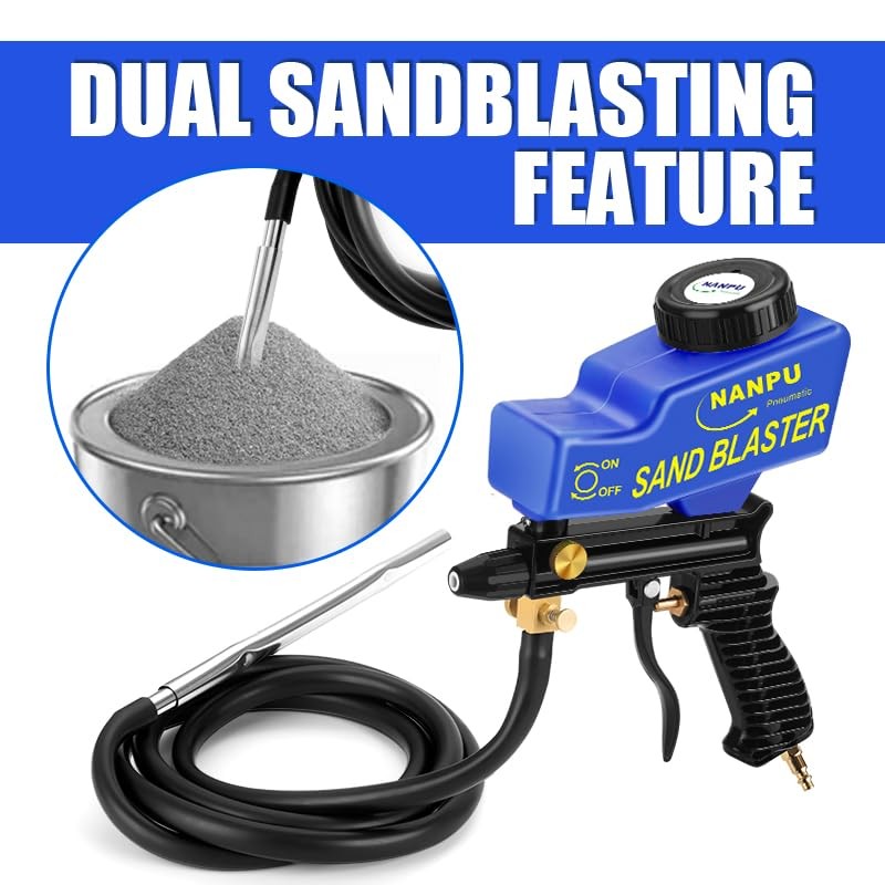 NANPU Light-Duty Air Sandblaster Gun Kit with Siphon & Gravity
