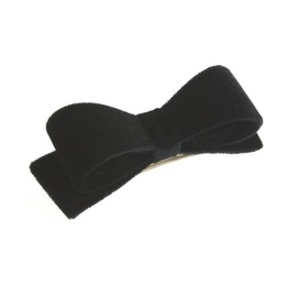 VingTAINE H-601-BK Velour Ribbon Barrette, Hair Accessory, Autumn & Winter, Women's, Adulty, Simple, Cute, Stylish, Present, Black